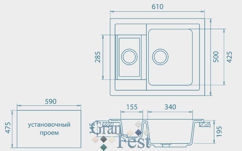 Kuhonnaya-mojka-QUADRO-GranFest-GF-Q610K-2